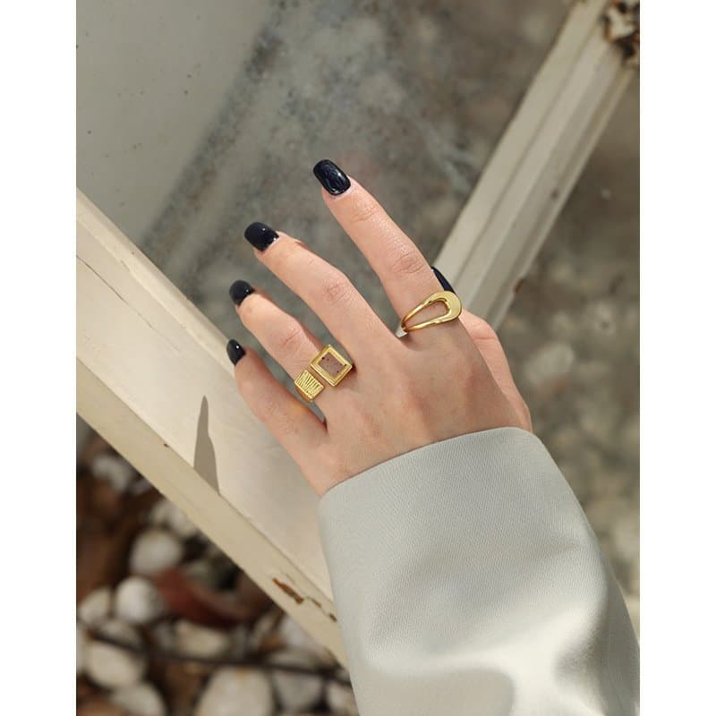 Hollow Lines 925 Sterling Silver Adjustable Ring