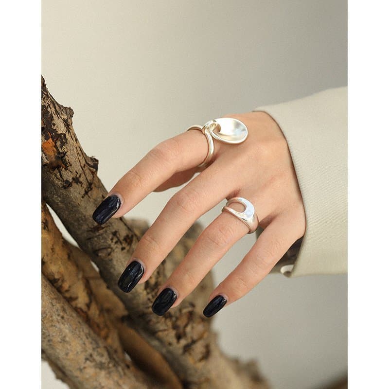 Hollow Lines 925 Sterling Silver Adjustable Ring