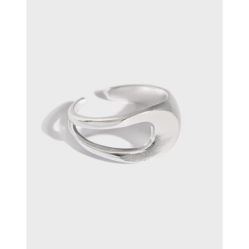 Hollow Lines 925 Sterling Silver Adjustable Ring
