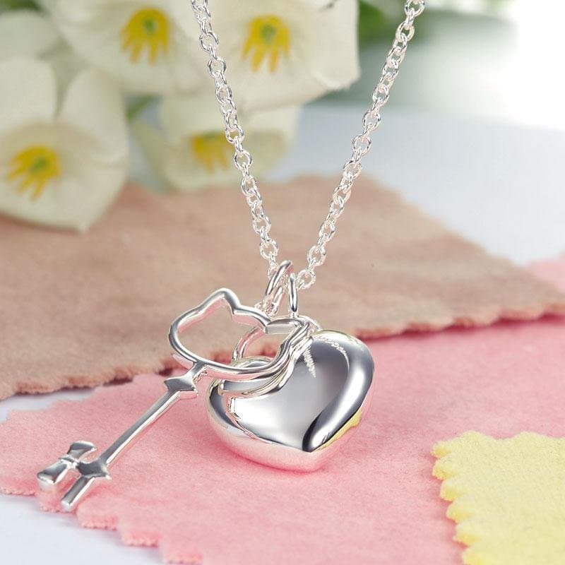Kids Heart Key Pendant Necklace