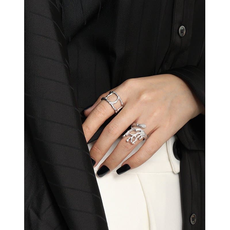 Irregular Branch 925 Sterling Silver Adjustable Ring
