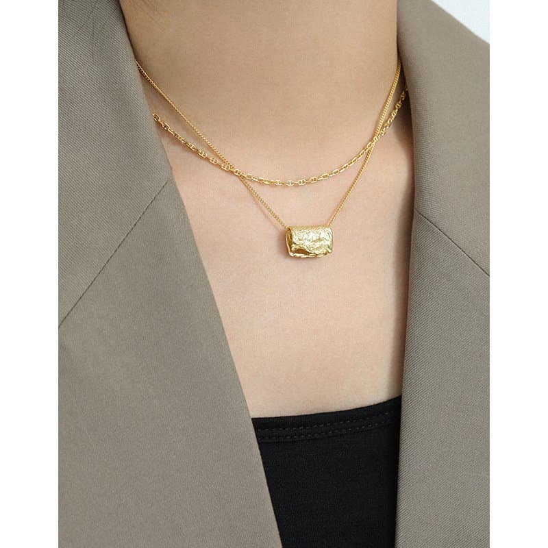 Geometric Block 925 Sterling Silver Necklace