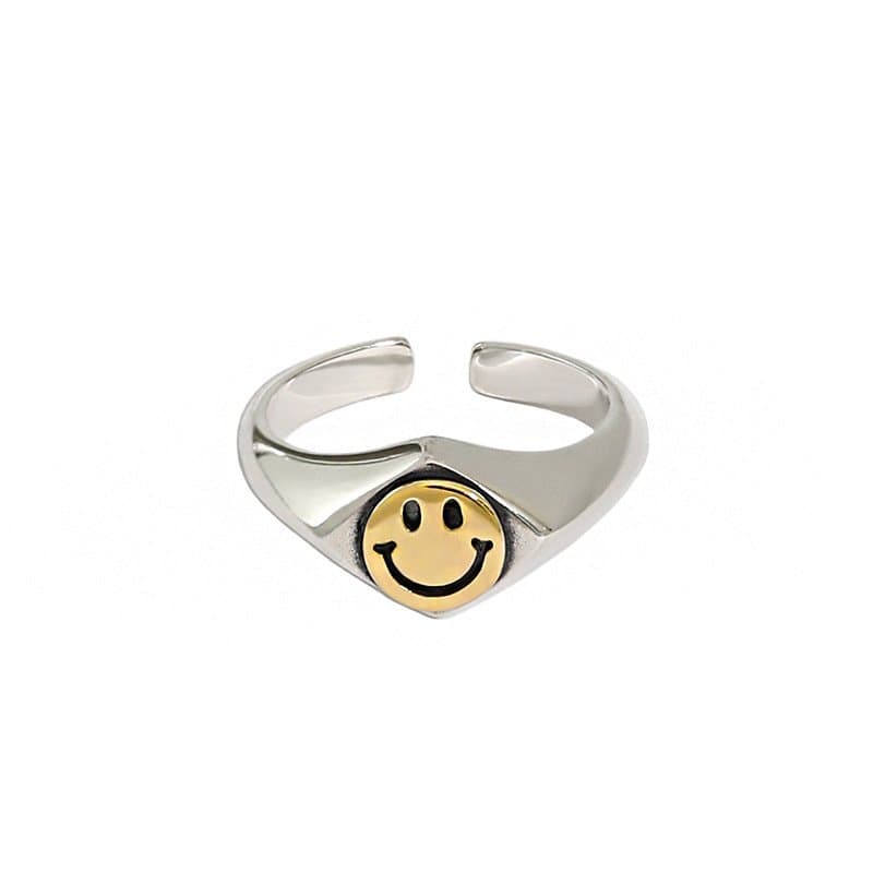 Smile Face 925 Sterling Silver Adjustable Ring