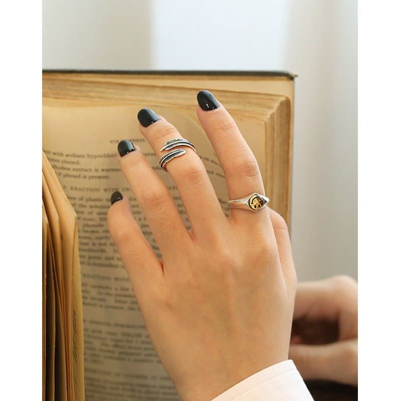 Smile Face 925 Sterling Silver Adjustable Ring