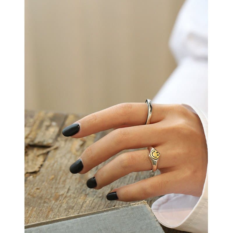 Smile Face 925 Sterling Silver Adjustable Ring