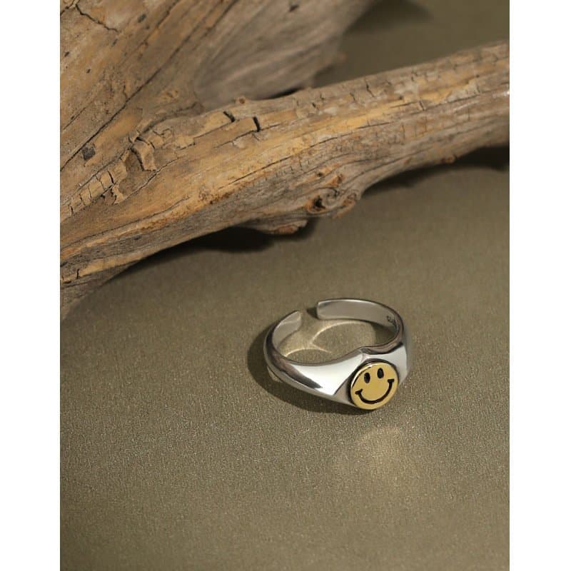 Smile Face 925 Sterling Silver Adjustable Ring