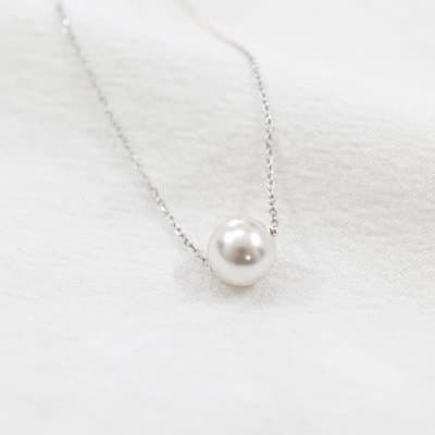 Round Shell Pearl 925 Sterling Silver Necklace