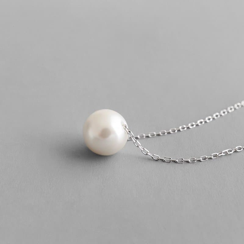 Round Shell Pearl 925 Sterling Silver Necklace