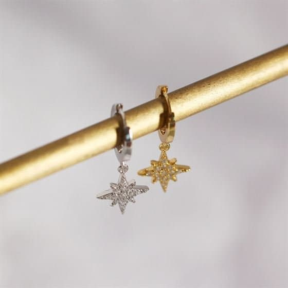 Shining CZ Stars 925 Sterling Silver Leverback Earrings