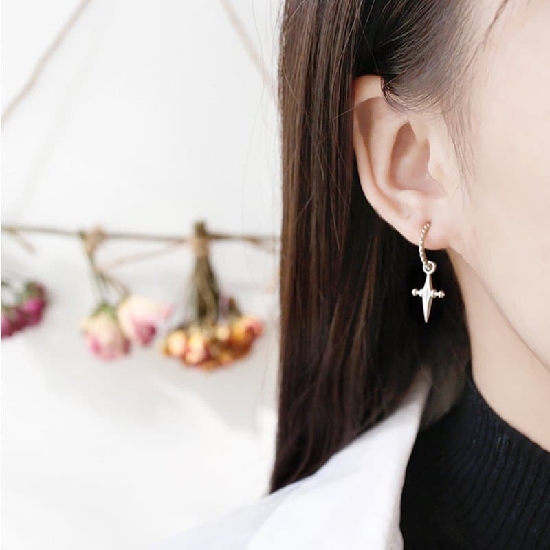 Cross 925 Sterling Silver Dangling Earrings