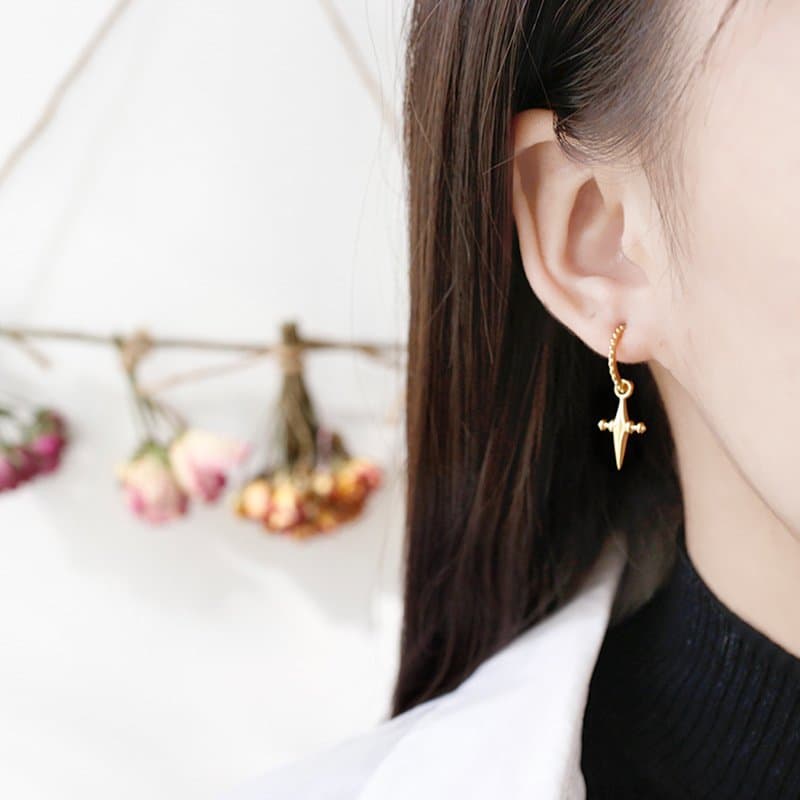 Cross 925 Sterling Silver Dangling Earrings