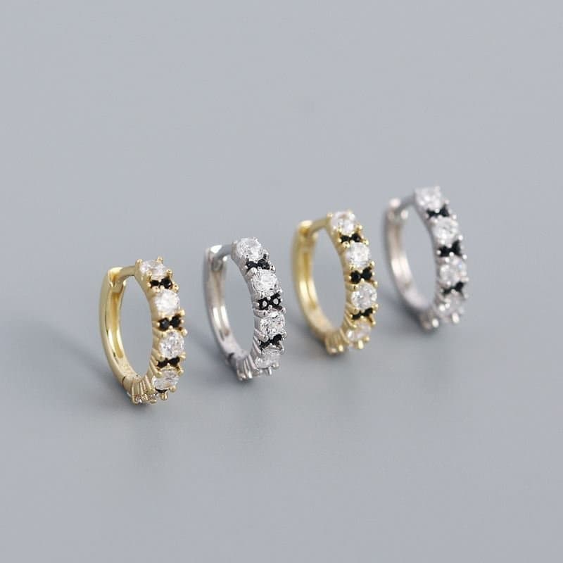 CZ Mini 925 Sterling Silver Huggie Hoop Earrings