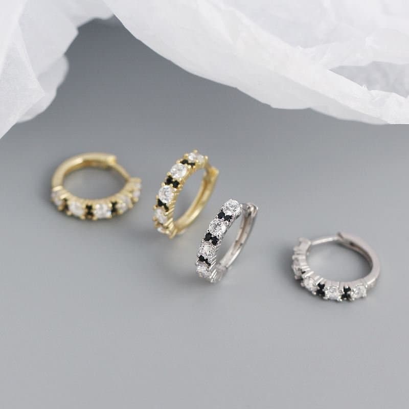 CZ Mini 925 Sterling Silver Huggie Hoop Earrings