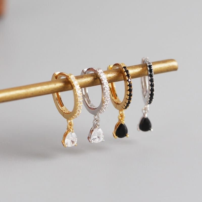 CZ Waterdrop 925 Sterling Silver Hoop Earrings