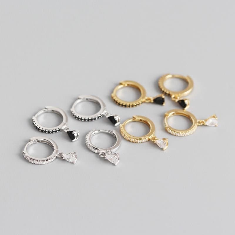 CZ Waterdrop 925 Sterling Silver Hoop Earrings
