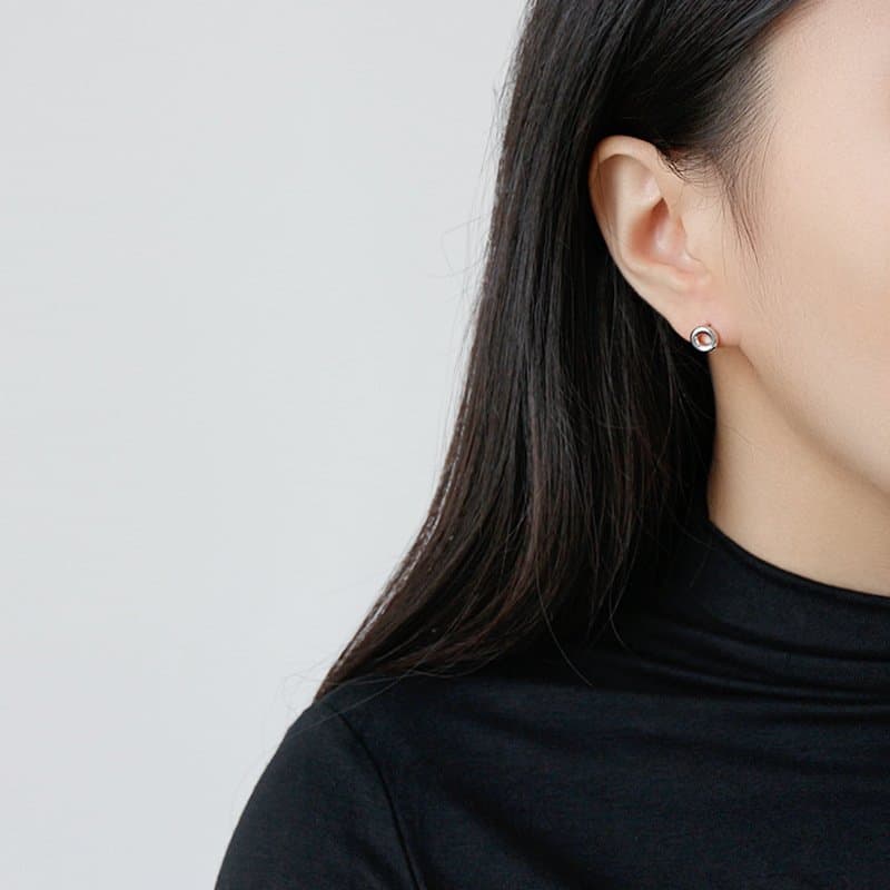 Doughnut Geometric 925 Sterling Silver Stud Earrings