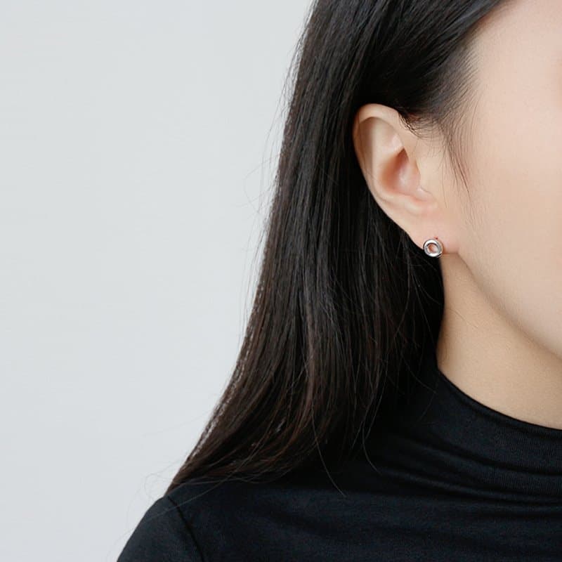 Doughnut Geometric 925 Sterling Silver Stud Earrings