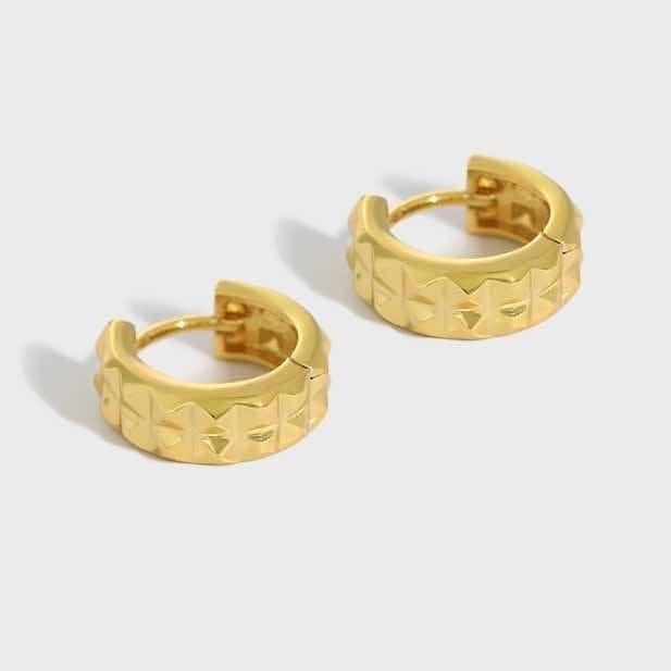 Gear Circle 925 Sterling Silver Huggie Hoop Earrings