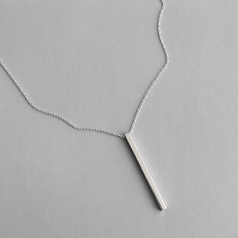 Geometric Square Bar 925 Sterling Silver Necklace
