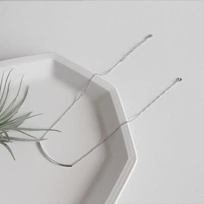 Geometric Square Tube Smile 925 Sterling Silver Necklace