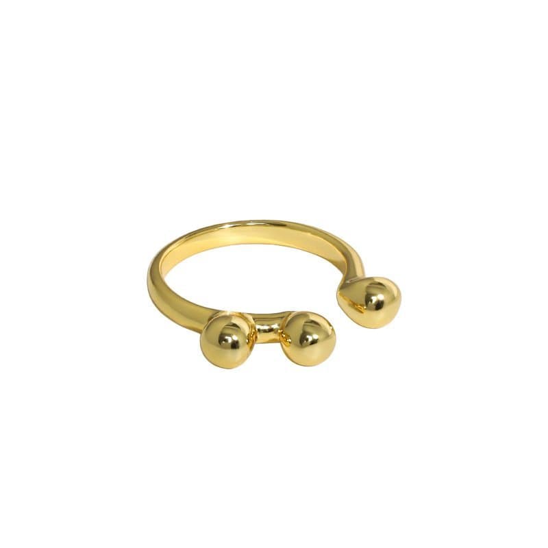Geometric Three Balls 925 Sterling Silver Adjustable Ring