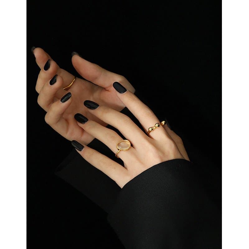 Geometric Three Balls 925 Sterling Silver Adjustable Ring