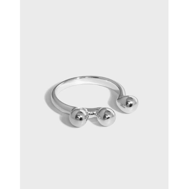 Geometric Three Balls 925 Sterling Silver Adjustable Ring