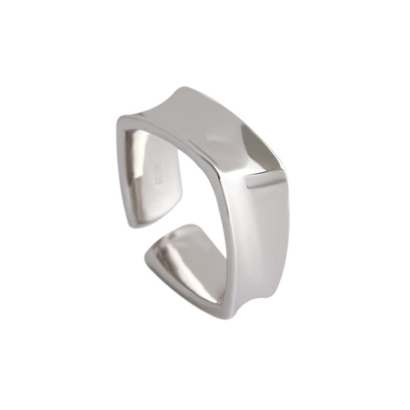 Geometric Twisted Square 925 Sterling Silver Adjustable Ring