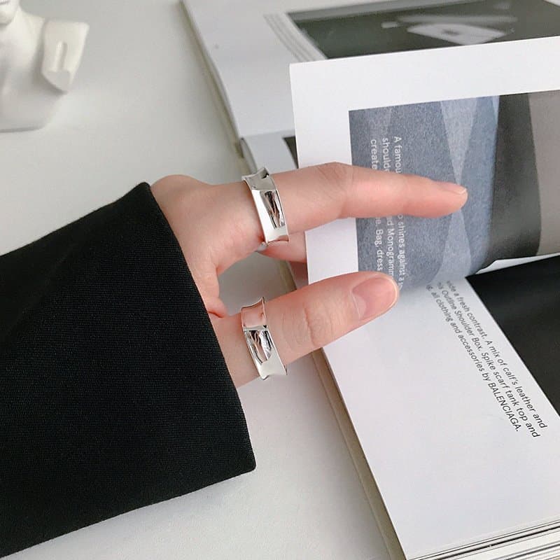 Geometric Twisted Square 925 Sterling Silver Adjustable Ring