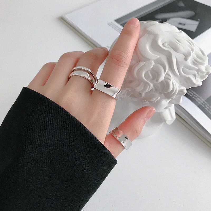 Geometric Twisted Square 925 Sterling Silver Adjustable Ring