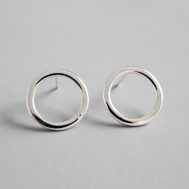 Hollow Circle Geometric 925 Sterling Silver Stud Earrings