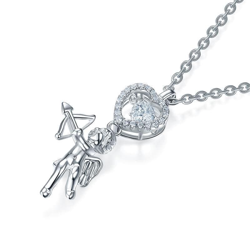 Love Angel Heart Dancing Stone Kids Girl Pendant Necklace