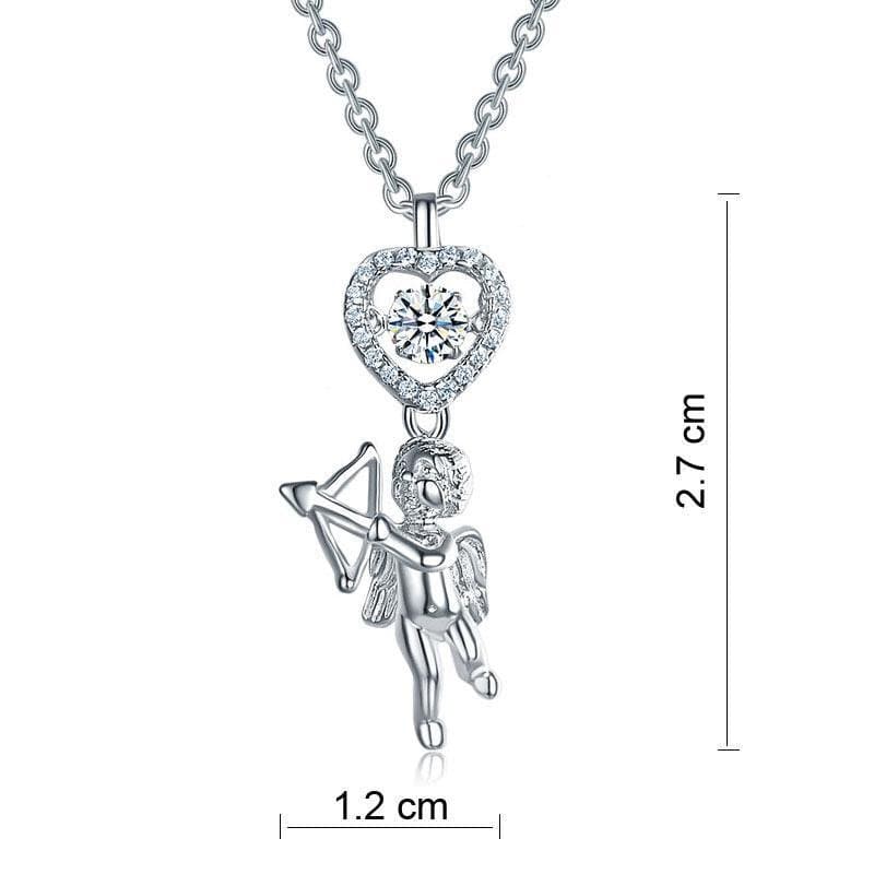 Love Angel Heart Dancing Stone Kids Girl Pendant Necklace