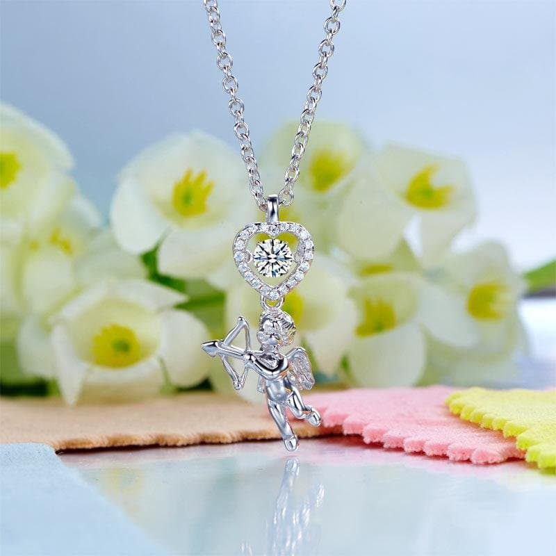 Love Angel Heart Dancing Stone Kids Girl Pendant Necklace