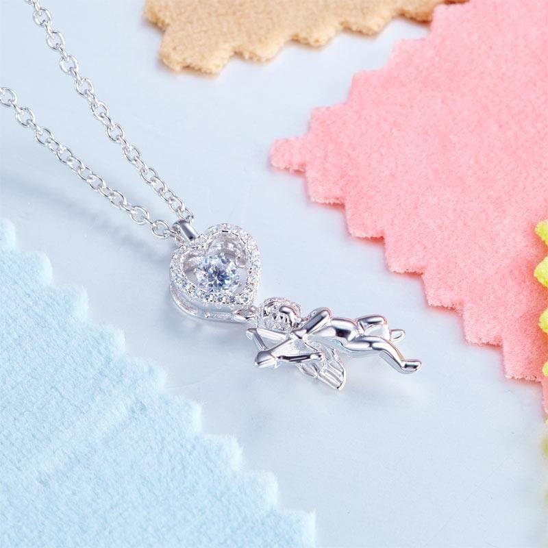 Love Angel Heart Dancing Stone Kids Girl Pendant Necklace