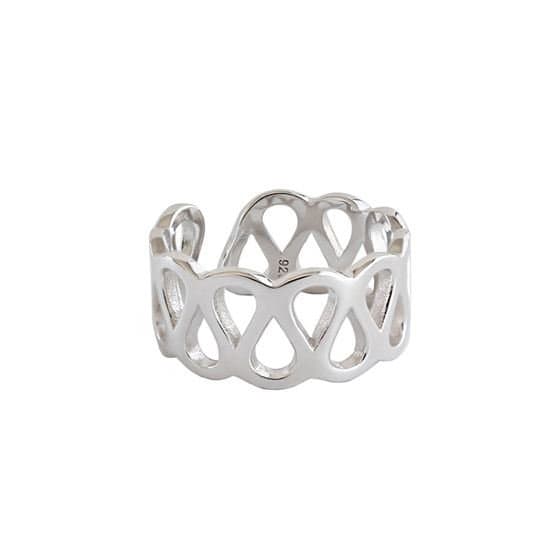 Hollow Cross Wide 925 Sterling Silver Adjustable Ring