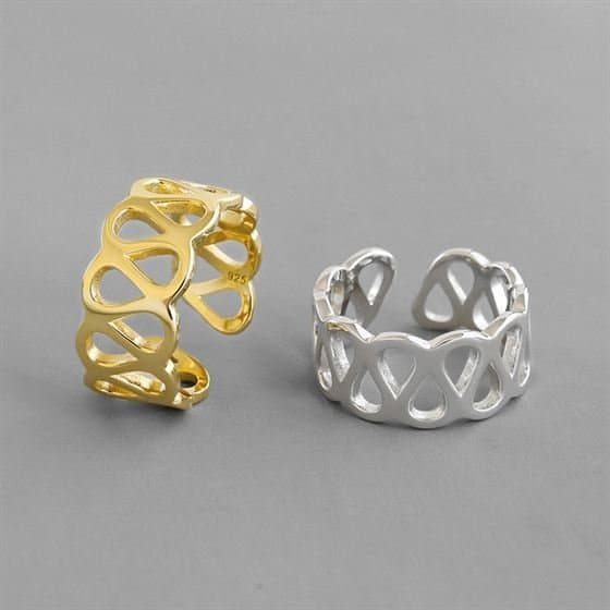 Hollow Cross Wide 925 Sterling Silver Adjustable Ring