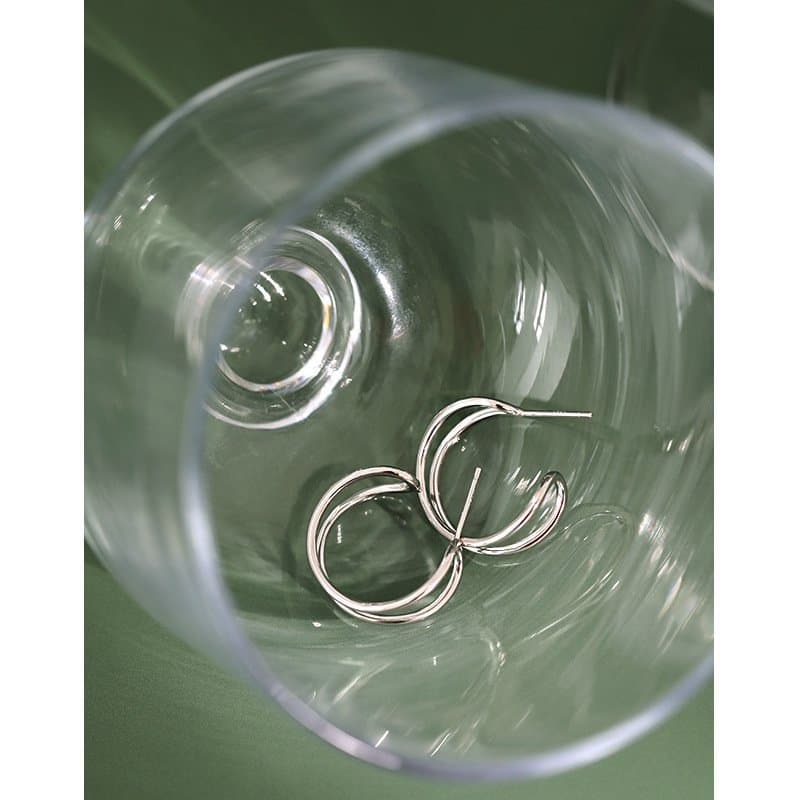 Hollow Double Layers 925 Sterling Silver Hoop Earrings