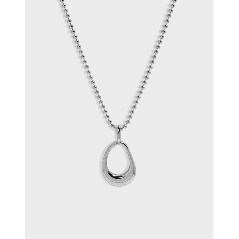 Hollow Ellipse Beads 925 Sterling Silver Necklace