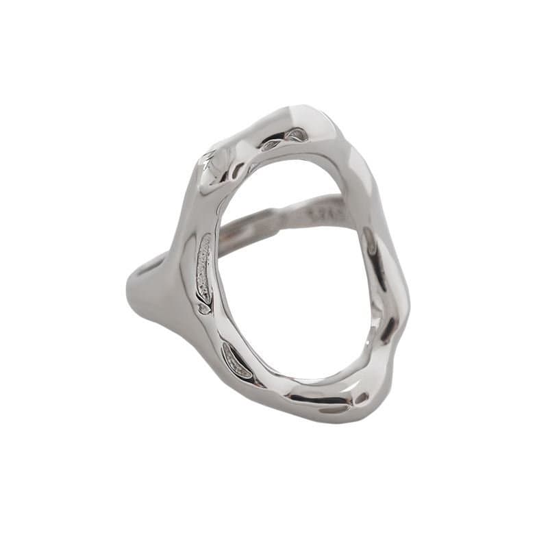 Irregular O Shape 925 Sterling Silver Adjustable Ring
