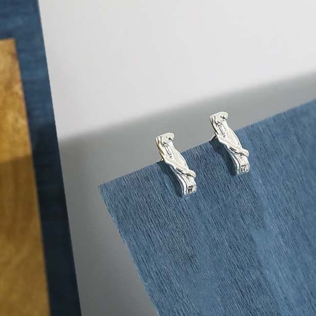 Irregular Tree Branch 925 Sterling Silver Stud Earrings