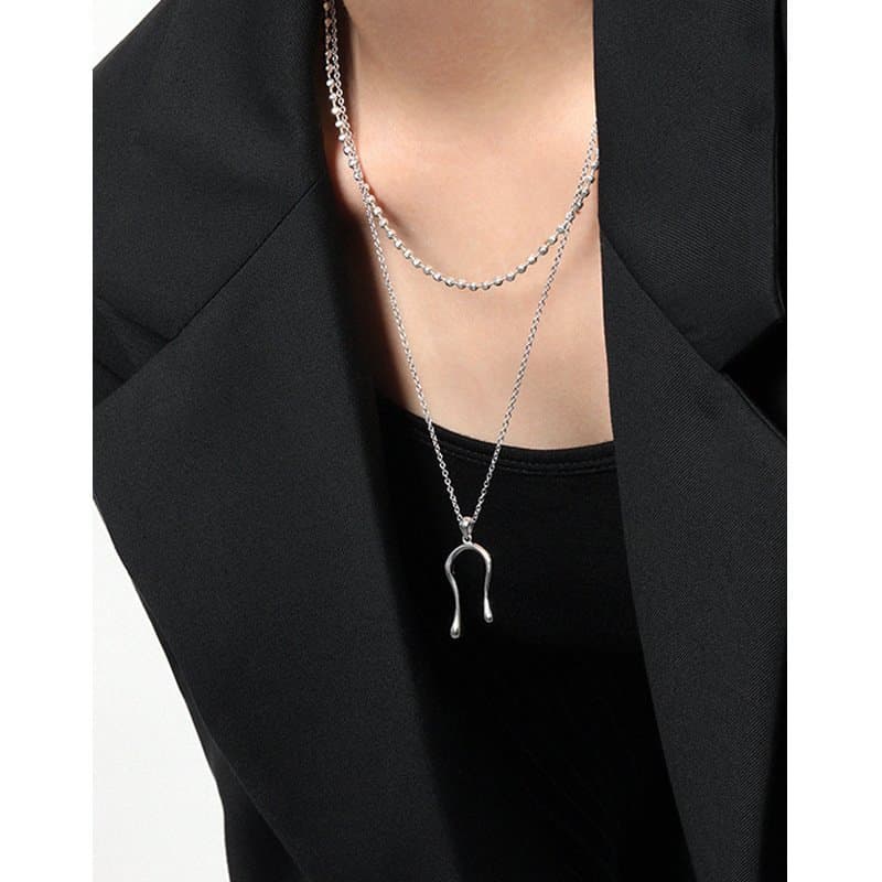 Letter U Shape 925 Sterling Silver Necklace