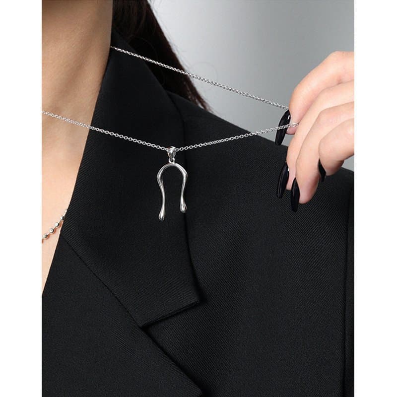 Letter U Shape 925 Sterling Silver Necklace