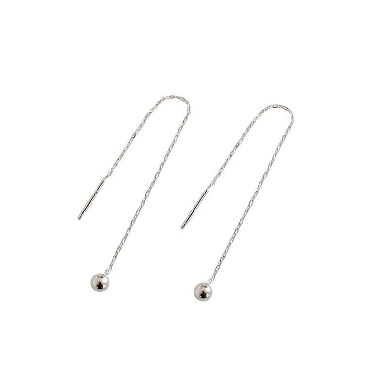 Mini Beads 925 Sterling Silver Thread Dangling Earrings