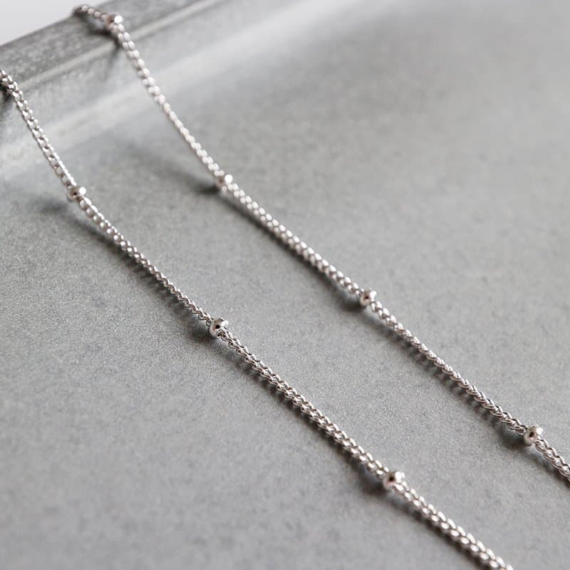 Mini Beads Curb Chain 925 Sterling Silver Anklet