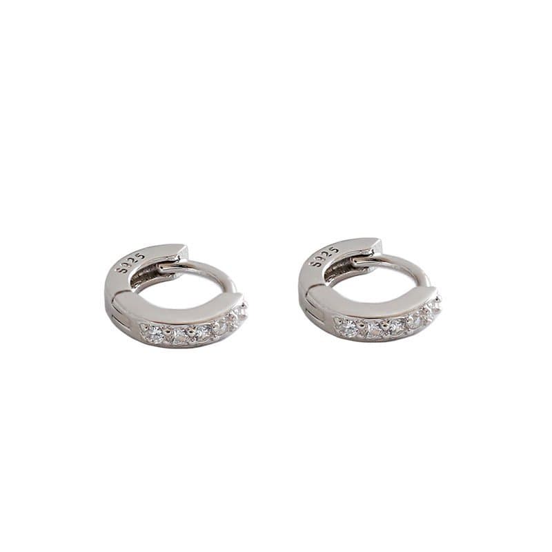 Mini CZ Circle 925 Sterling Silver Huggie Hoop Earrings