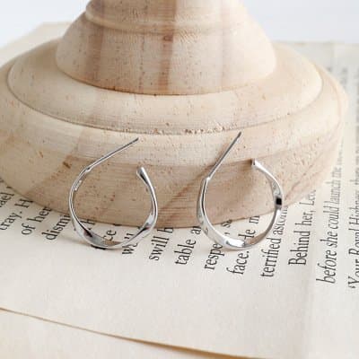 Mobius Twisted 925 Sterling Silver Hoop Earrings