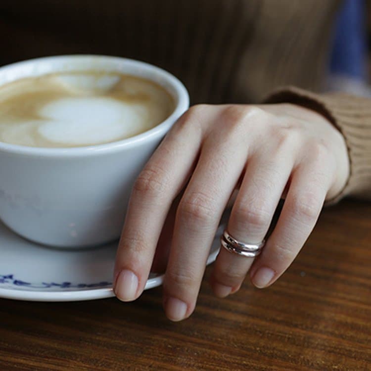 Double Layer 925 Sterling Silver Adjustable Ring