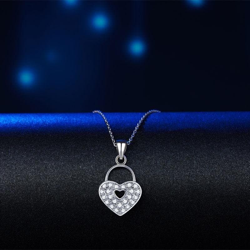 Love Heart Lock Pendant Necklace