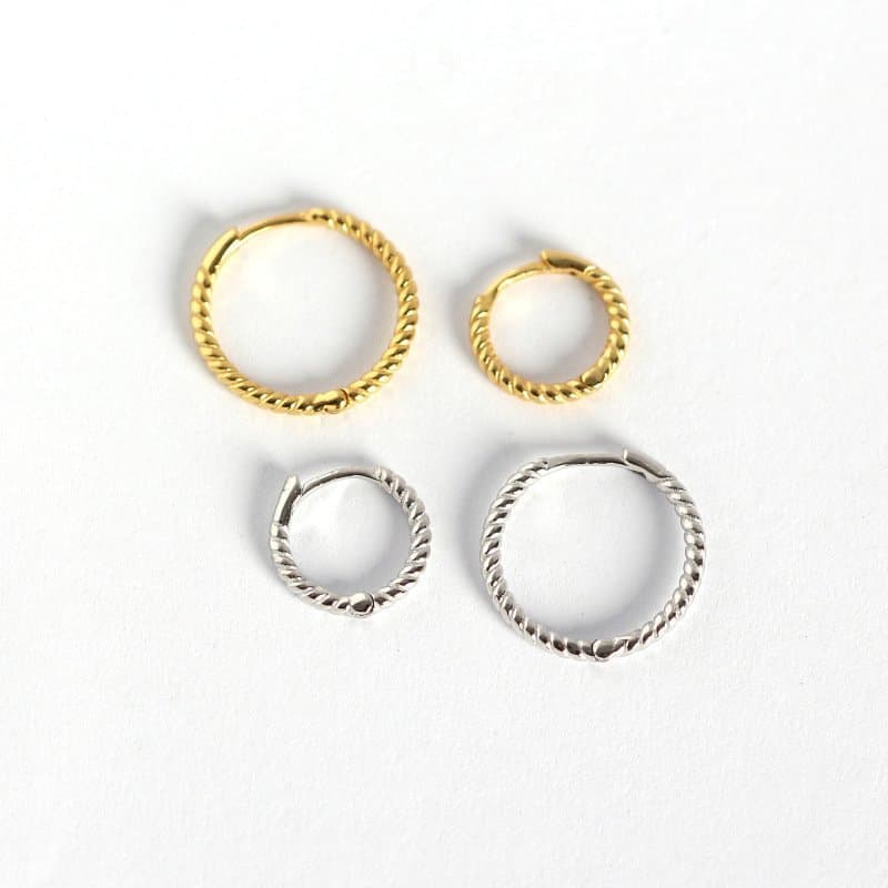 Twisted 925 Sterling Silver Huggie Hoop Earrings